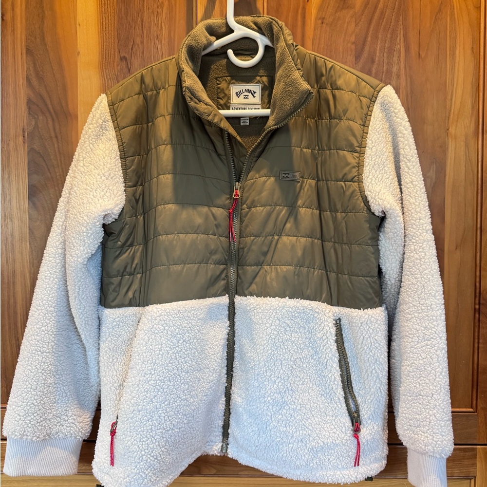 Billabong Olive and Cream Puffer Jacket